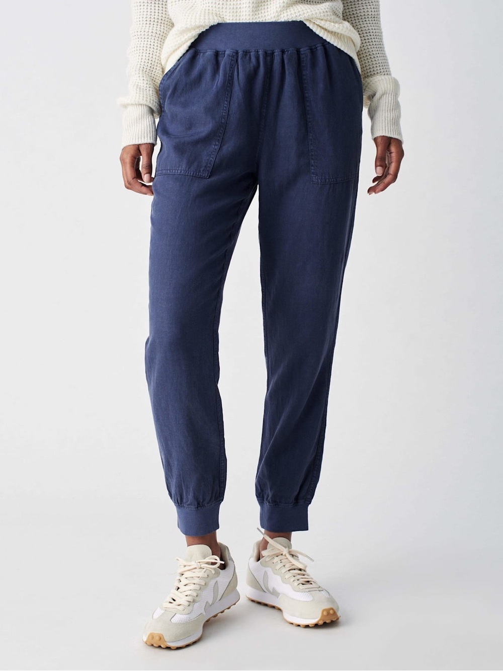 Faherty Women’s Navy Linen Blend Jogger Pants